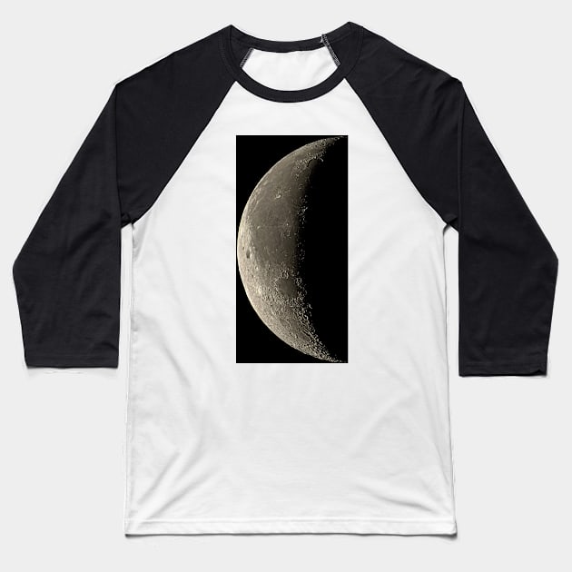 Waning crescent Moon (R340/0667) Baseball T-Shirt by SciencePhoto